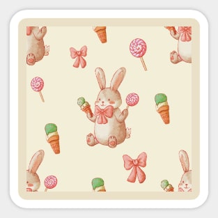 Rabbit loves ice cream and sweets Sticker